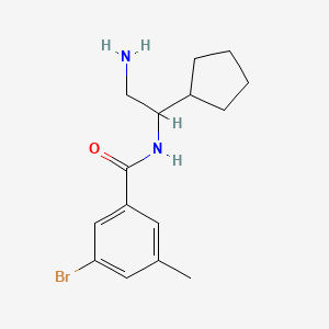 molecular formula C15H21BrN2O B6633998 N-(2-amino-1-cyclopentylethyl)-3-bromo-5-methylbenzamide 