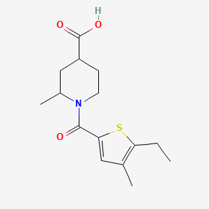 molecular formula C15H21NO3S B6634015 1-(5-Ethyl-4-methylthiophene-2-carbonyl)-2-methylpiperidine-4-carboxylic acid 