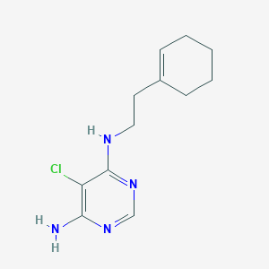 molecular formula C12H17ClN4 B6634076 5-chloro-4-N-[2-(cyclohexen-1-yl)ethyl]pyrimidine-4,6-diamine 