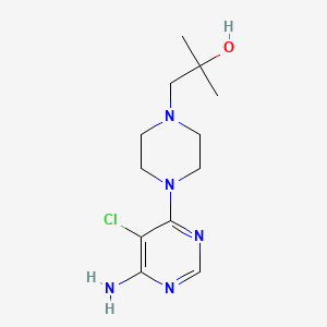 molecular formula C12H20ClN5O B6634089 1-[4-(6-Amino-5-chloropyrimidin-4-yl)piperazin-1-yl]-2-methylpropan-2-ol 