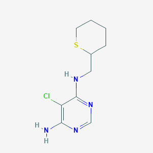 molecular formula C10H15ClN4S B6634093 5-chloro-4-N-(thian-2-ylmethyl)pyrimidine-4,6-diamine 