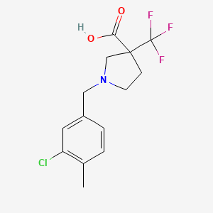molecular formula C14H15ClF3NO2 B6634110 1-[(3-Chloro-4-methylphenyl)methyl]-3-(trifluoromethyl)pyrrolidine-3-carboxylic acid 