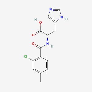 molecular formula C14H14ClN3O3 B6634169 (2S)-2-[(2-chloro-4-methylbenzoyl)amino]-3-(1H-imidazol-5-yl)propanoic acid 