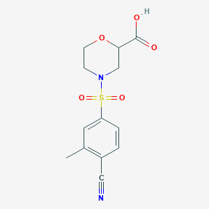 molecular formula C13H14N2O5S B6634206 4-(4-Cyano-3-methylphenyl)sulfonylmorpholine-2-carboxylic acid 
