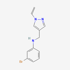 molecular formula C12H12BrN3 B6634217 3-bromo-N-[(1-ethenylpyrazol-4-yl)methyl]aniline 