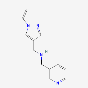 molecular formula C12H14N4 B6634225 N-[(1-ethenylpyrazol-4-yl)methyl]-1-pyridin-3-ylmethanamine 