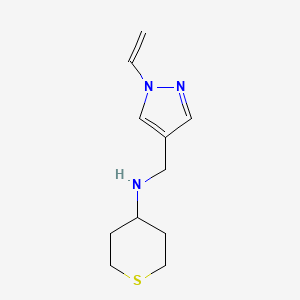 N-[(1-ethenylpyrazol-4-yl)methyl]thian-4-amine