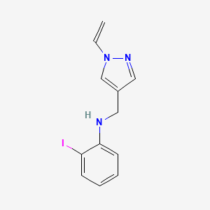 molecular formula C12H12IN3 B6634256 N-[(1-ethenylpyrazol-4-yl)methyl]-2-iodoaniline 