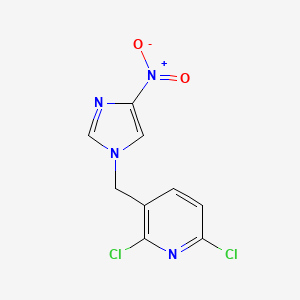 molecular formula C9H6Cl2N4O2 B6634291 2,6-Dichloro-3-[(4-nitroimidazol-1-yl)methyl]pyridine 
