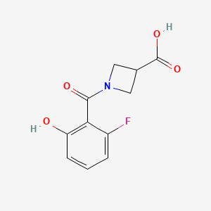 molecular formula C11H10FNO4 B6634337 1-(2-Fluoro-6-hydroxybenzoyl)azetidine-3-carboxylic acid 