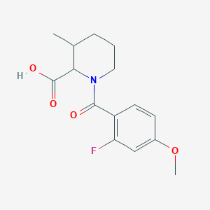 molecular formula C15H18FNO4 B6634496 1-(2-Fluoro-4-methoxybenzoyl)-3-methylpiperidine-2-carboxylic acid 