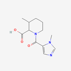 molecular formula C12H17N3O3 B6634507 3-Methyl-1-(3-methylimidazole-4-carbonyl)piperidine-2-carboxylic acid 