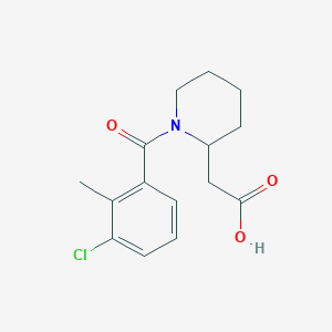 molecular formula C15H18ClNO3 B6634530 2-[1-(3-Chloro-2-methylbenzoyl)piperidin-2-yl]acetic acid 