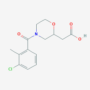 molecular formula C14H16ClNO4 B6634540 2-[4-(3-Chloro-2-methylbenzoyl)morpholin-2-yl]acetic acid 