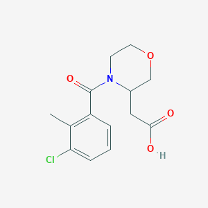 molecular formula C14H16ClNO4 B6634544 2-[4-(3-Chloro-2-methylbenzoyl)morpholin-3-yl]acetic acid 