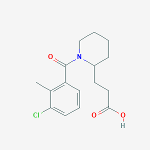 molecular formula C16H20ClNO3 B6634548 3-[1-(3-Chloro-2-methylbenzoyl)piperidin-2-yl]propanoic acid 