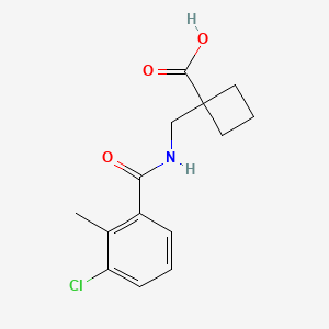 molecular formula C14H16ClNO3 B6634553 1-[[(3-Chloro-2-methylbenzoyl)amino]methyl]cyclobutane-1-carboxylic acid 