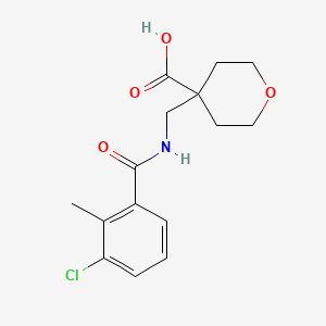 molecular formula C15H18ClNO4 B6634558 4-[[(3-Chloro-2-methylbenzoyl)amino]methyl]oxane-4-carboxylic acid 