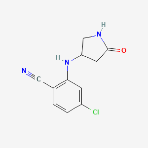 molecular formula C11H10ClN3O B6634601 4-Chloro-2-[(5-oxopyrrolidin-3-yl)amino]benzonitrile 