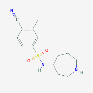 molecular formula C14H19N3O2S B6634625 N-(azepan-4-yl)-4-cyano-3-methylbenzenesulfonamide 