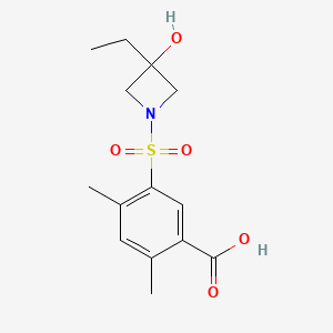 molecular formula C14H19NO5S B6634641 5-(3-Ethyl-3-hydroxyazetidin-1-yl)sulfonyl-2,4-dimethylbenzoic acid 