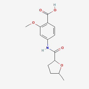 molecular formula C14H17NO5 B6634650 2-Methoxy-4-[(5-methyloxolane-2-carbonyl)amino]benzoic acid 