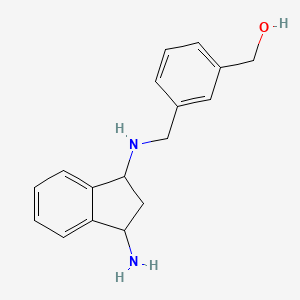 molecular formula C17H20N2O B6634679 [3-[[(3-amino-2,3-dihydro-1H-inden-1-yl)amino]methyl]phenyl]methanol 