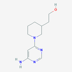 molecular formula C11H18N4O B6634693 2-[1-(6-Aminopyrimidin-4-yl)piperidin-3-yl]ethanol 