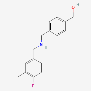molecular formula C16H18FNO B6634705 [4-[[(4-Fluoro-3-methylphenyl)methylamino]methyl]phenyl]methanol 
