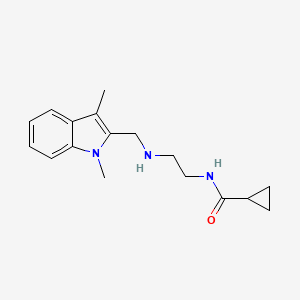 molecular formula C17H23N3O B6634708 N-[2-[(1,3-dimethylindol-2-yl)methylamino]ethyl]cyclopropanecarboxamide 