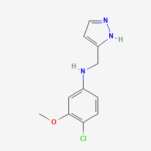 molecular formula C11H12ClN3O B6634747 4-chloro-3-methoxy-N-(1H-pyrazol-5-ylmethyl)aniline 