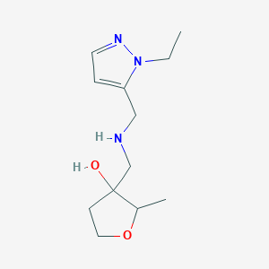 molecular formula C12H21N3O2 B6634765 3-[[(2-Ethylpyrazol-3-yl)methylamino]methyl]-2-methyloxolan-3-ol 