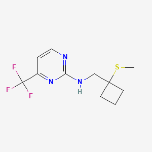 molecular formula C11H14F3N3S B6634773 N-[(1-methylsulfanylcyclobutyl)methyl]-4-(trifluoromethyl)pyrimidin-2-amine 