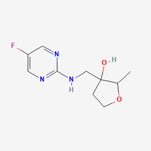 molecular formula C10H14FN3O2 B6634781 3-[[(5-Fluoropyrimidin-2-yl)amino]methyl]-2-methyloxolan-3-ol 