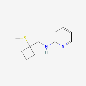 molecular formula C11H16N2S B6634785 N-[(1-methylsulfanylcyclobutyl)methyl]pyridin-2-amine 