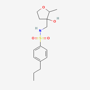 molecular formula C15H23NO4S B6634802 N-[(3-hydroxy-2-methyloxolan-3-yl)methyl]-4-propylbenzenesulfonamide 