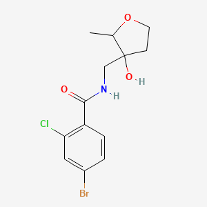 4-bromo-2-chloro-N-[(3-hydroxy-2-methyloxolan-3-yl)methyl]benzamide