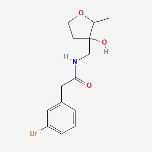 molecular formula C14H18BrNO3 B6634897 2-(3-bromophenyl)-N-[(3-hydroxy-2-methyloxolan-3-yl)methyl]acetamide 