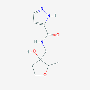 molecular formula C10H15N3O3 B6634930 N-[(3-hydroxy-2-methyloxolan-3-yl)methyl]-1H-pyrazole-5-carboxamide 