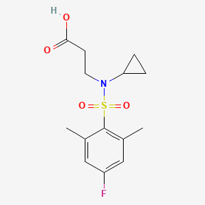 molecular formula C14H18FNO4S B6634990 3-[Cyclopropyl-(4-fluoro-2,6-dimethylphenyl)sulfonylamino]propanoic acid 