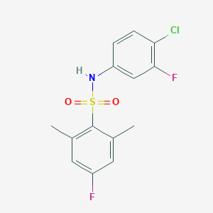 molecular formula C14H12ClF2NO2S B6634993 N-(4-chloro-3-fluorophenyl)-4-fluoro-2,6-dimethylbenzenesulfonamide 