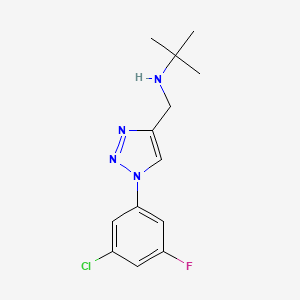 molecular formula C13H16ClFN4 B6635026 N-[[1-(3-chloro-5-fluorophenyl)triazol-4-yl]methyl]-2-methylpropan-2-amine 