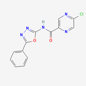 molecular formula C13H8ClN5O2 B6635029 5-chloro-N-(5-phenyl-1,3,4-oxadiazol-2-yl)pyrazine-2-carboxamide 