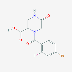 molecular formula C12H10BrFN2O4 B6635086 1-(4-Bromo-2-fluorobenzoyl)-5-oxopiperazine-2-carboxylic acid 