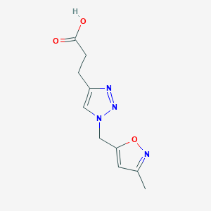 molecular formula C10H12N4O3 B6635092 3-[1-[(3-Methyl-1,2-oxazol-5-yl)methyl]triazol-4-yl]propanoic acid 