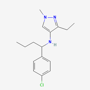 molecular formula C16H22ClN3 B6635098 N-[1-(4-chlorophenyl)butyl]-3-ethyl-1-methylpyrazol-4-amine 