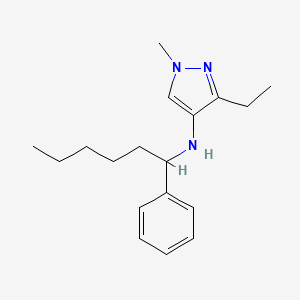 molecular formula C18H27N3 B6635112 3-ethyl-1-methyl-N-(1-phenylhexyl)pyrazol-4-amine 