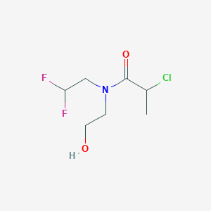 molecular formula C7H12ClF2NO2 B6635139 2-chloro-N-(2,2-difluoroethyl)-N-(2-hydroxyethyl)propanamide 