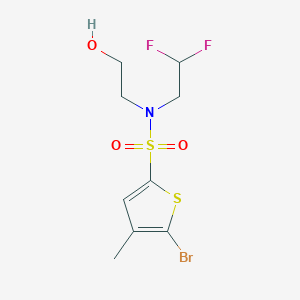 molecular formula C9H12BrF2NO3S2 B6635151 5-bromo-N-(2,2-difluoroethyl)-N-(2-hydroxyethyl)-4-methylthiophene-2-sulfonamide 