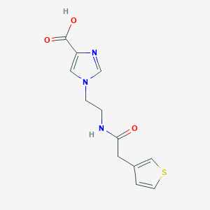 molecular formula C12H13N3O3S B6635159 1-[2-[(2-Thiophen-3-ylacetyl)amino]ethyl]imidazole-4-carboxylic acid 
